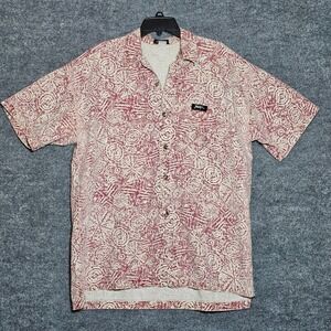 Vintage Jimmy'z Mens Short Sleeve Button Up Shirt Red White Surf Skate XL